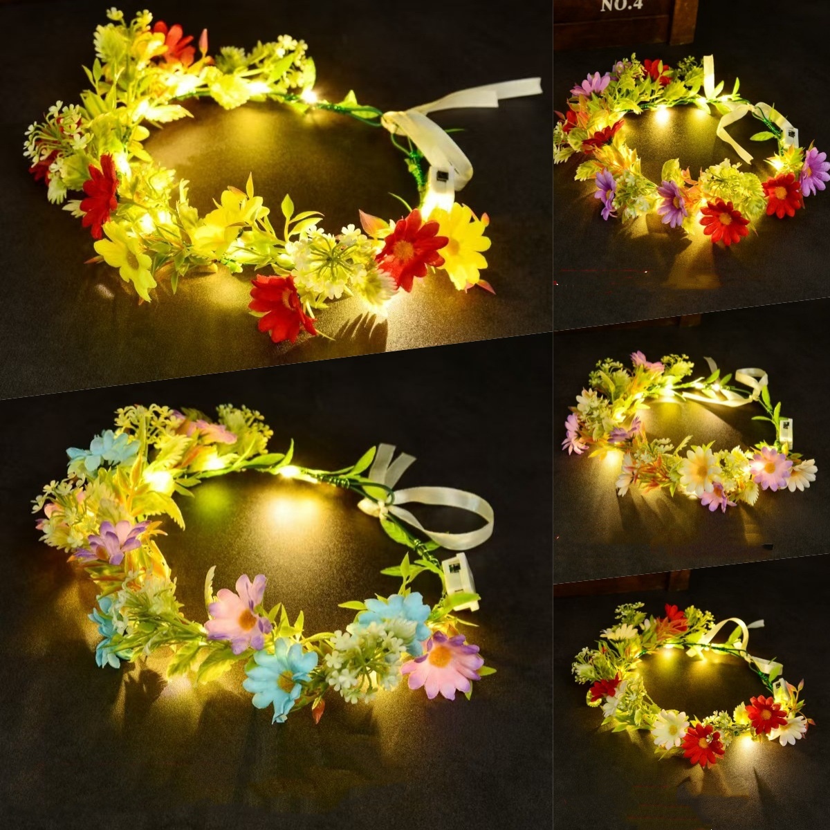 Wedding Arch Flower - Светодиодный светящийся цветочный венок-ободок для детей